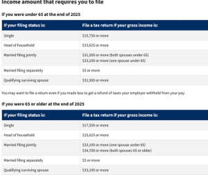 Who Must File Who Must File a 2025 Federal Income Tax Return, How to File, and Filing ...